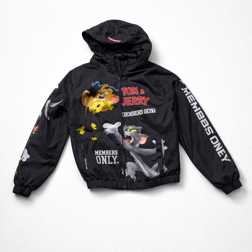 Members ‎ Only unisex Kids Tom & Jerry Black windbreaker jacket 10/12